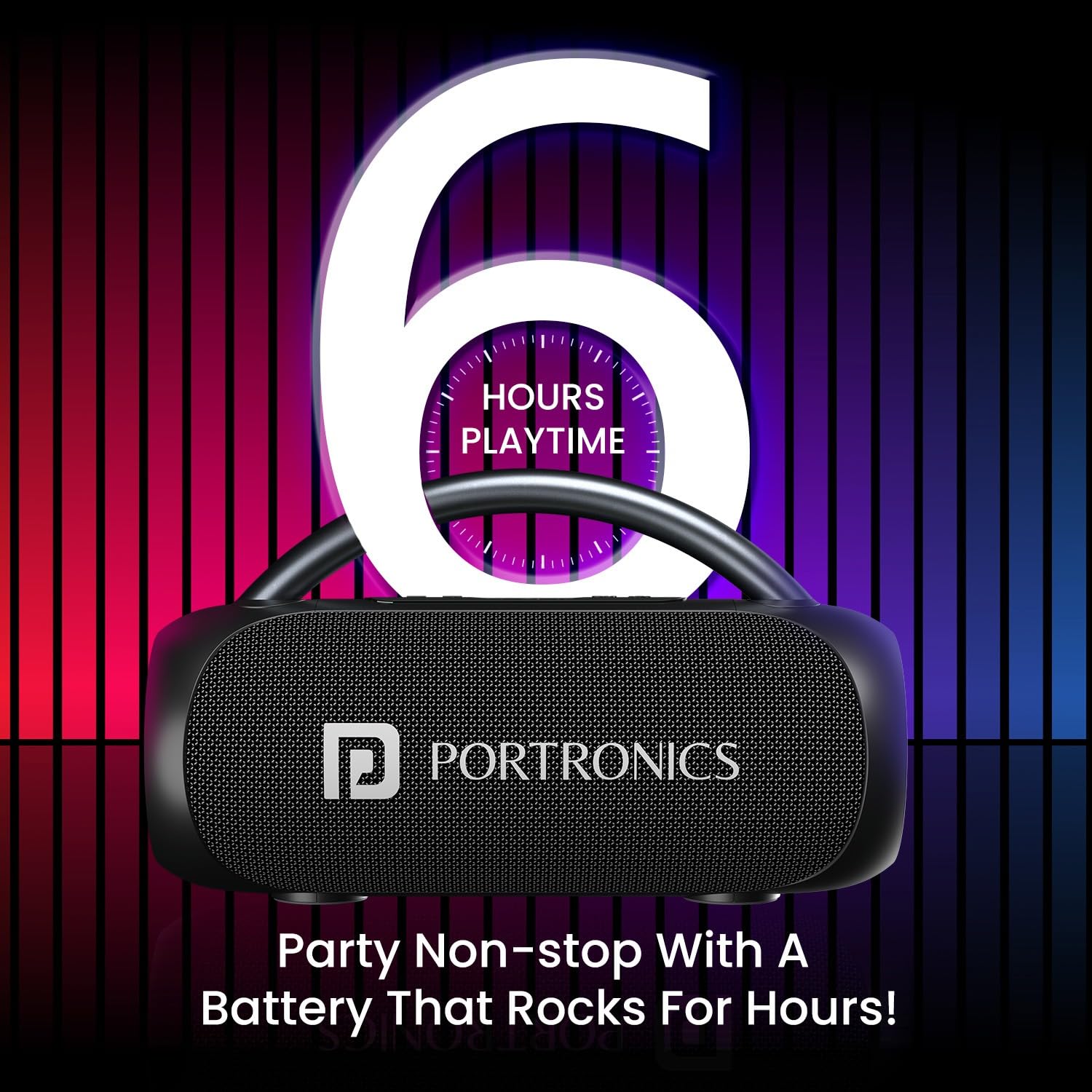 Portronics Radiant 30W Wireless Bluetooth Portable Speaker With In-Built Mic,6 Hours Playtime,HD Clarity Sound,Dual Driver,RGB LEDs,TWS Connectivity,BT5.3v,USB Drive,Aux in,Type C Fast Charging