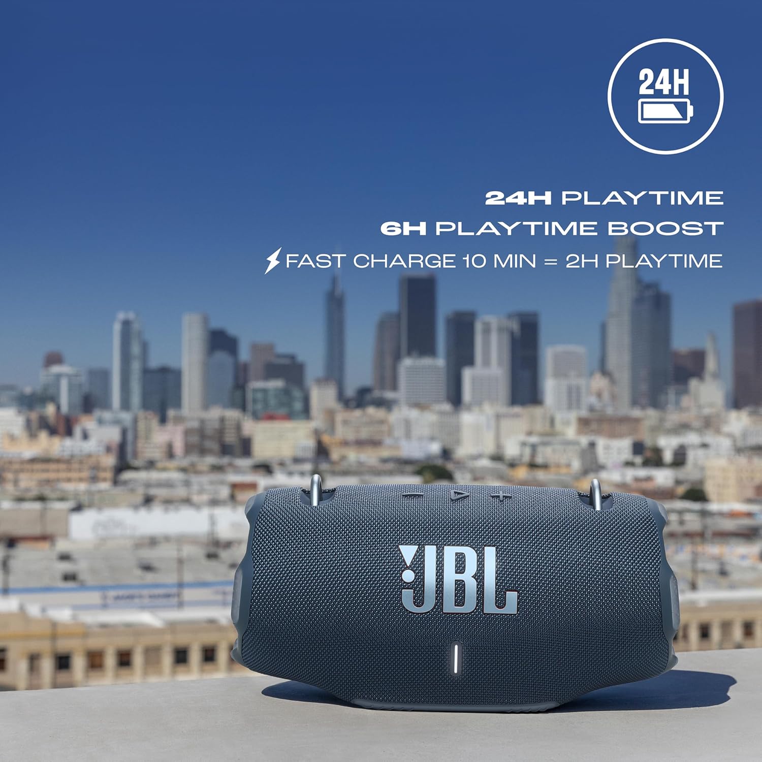 JBL Xtreme 4 Portable Bluetooth Speaker, ProSound with Powerful Bass Radiators, AI Sound Boost, Built-in Powerbank, Multispeaker Connection by Auracast, IP67, Replacable Battery, Fast Charging (Blue)