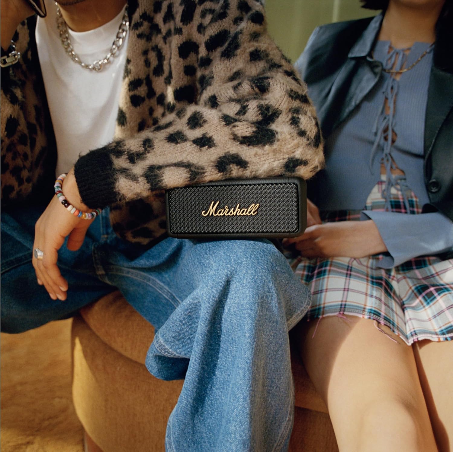 Marshall Emberton II Compact Portable Bluetooth Speaker with 30+ hours of Playtime, (360° sound), Dust & Waterproof (IP67) – Black & Brass.