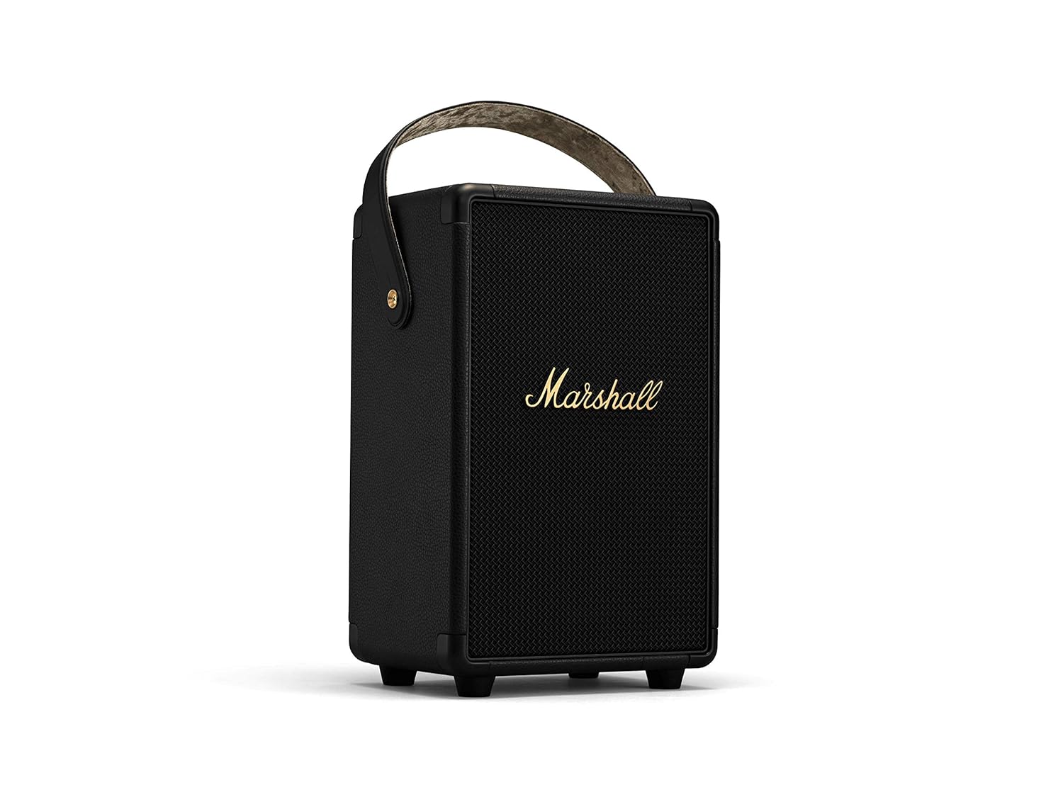 Marshall Tufton Portable Bluetooth Speaker with 20+ hours of portable playtime, (360° sound), Water-Resistant (IPX2) - Black & Brass.