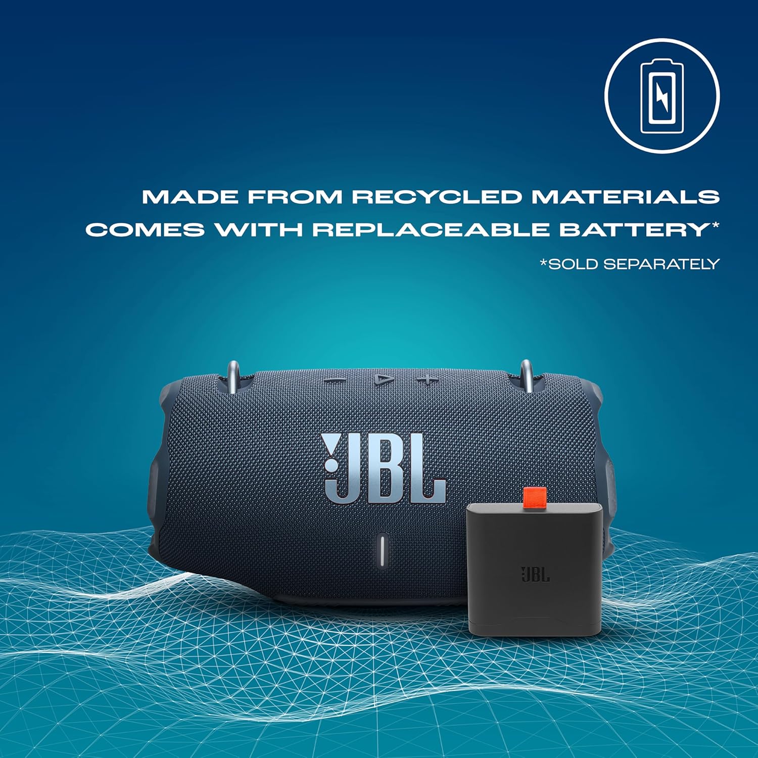 JBL Xtreme 4 Portable Bluetooth Speaker, ProSound with Powerful Bass Radiators, AI Sound Boost, Built-in Powerbank, Multispeaker Connection by Auracast, IP67, Replacable Battery, Fast Charging (Blue)