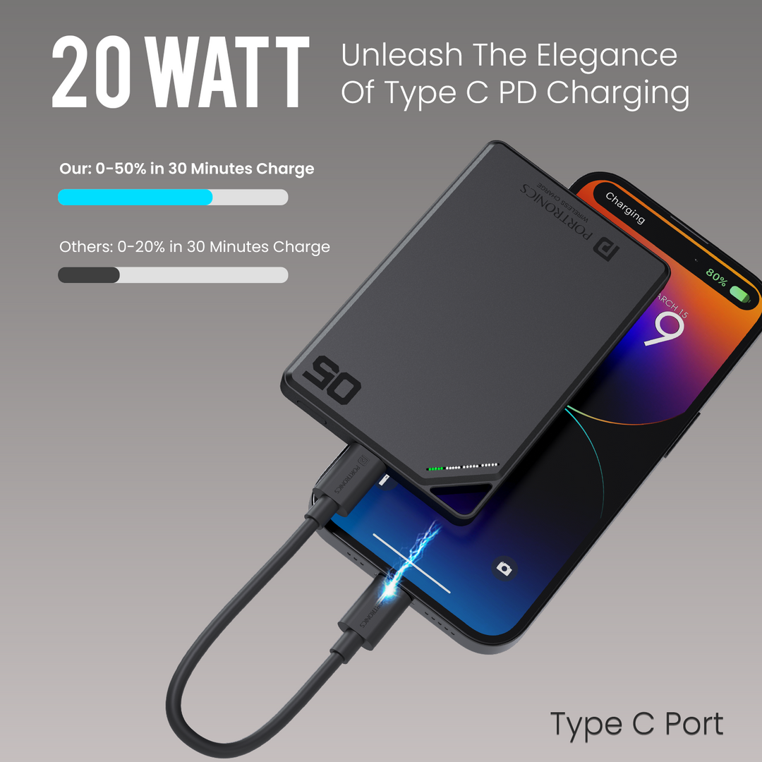 Boosty 5K 20W Max Type C Output | Type C PD Output | 5000mAh Magnetic Wireless Powerbank | Light Weight