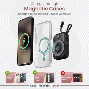 Power Shutter Home 15W Wireless Output | 22.5W Wired Output | In Built Type C Cable | LED Battery Display