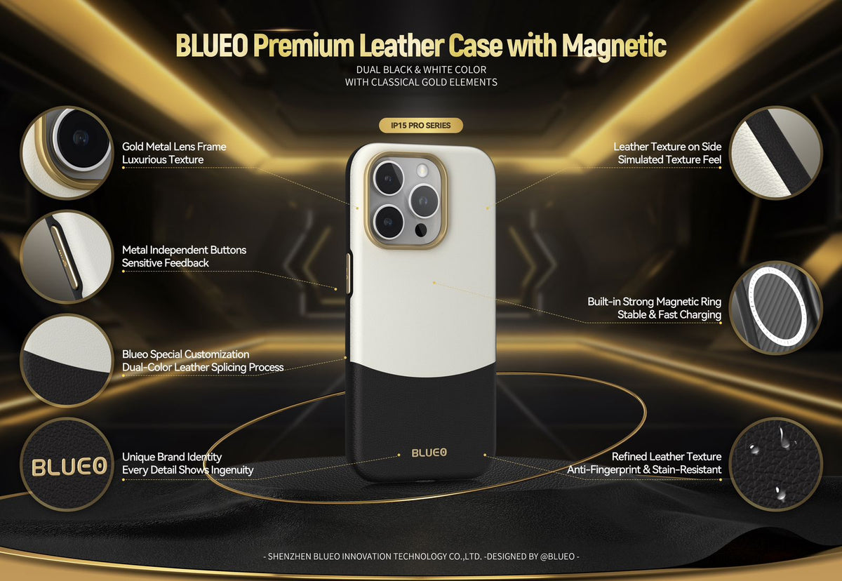 Blueo Leather Premium Case for iPhone 15 Series