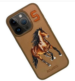 Santa Barbara Boris Series(Horse) Genuine Leather Case Cover for iPhone 15 Series!!