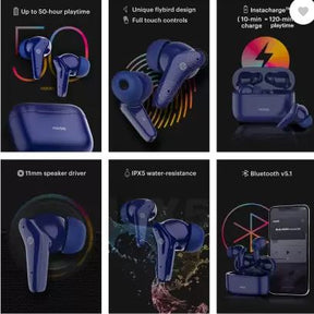 Noise Buds VS102 with 50 Hrs Playtime, 11mm Driver, IPX5 and Unique Flybird Design Bluetooth Headset  (Midnight Blue, True Wireless)