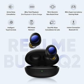 realme Buds Q2 Bluetooth Truly Wireless in Ear Earbuds with Mic (Active Black)