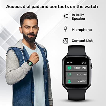 Firebolt ring/call Bluetooth Calling Smartwatch with SpO2 & 1.7” Metal Body with Blood Oxygen Monitoring, Continuous Heart Rate, Full Touch & Multiple Watch Faces (Black), M (BSW005)