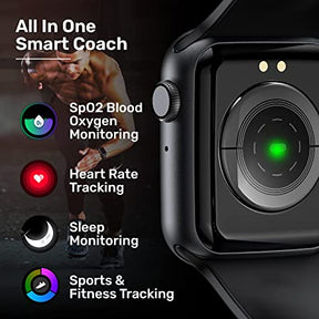 Firebolt ring/call Bluetooth Calling Smartwatch with SpO2 & 1.7” Metal Body with Blood Oxygen Monitoring, Continuous Heart Rate, Full Touch & Multiple Watch Faces (Black), M (BSW005)