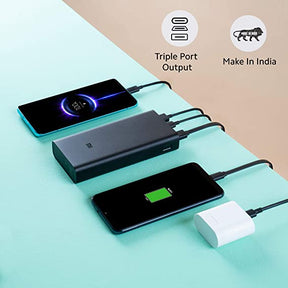 Mi Power Bank 3i 20000mAh | 18W Fast PD Charging | Input- Type C and Micro USB| Triple Output | Sandstone Black