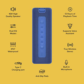 Mi Portable Bluetooth Speaker with 16W Hi-Quality Speaker, Type C Charging, Upto 13hrs of Playback Time & IPX7 Waterproof (Blue)
