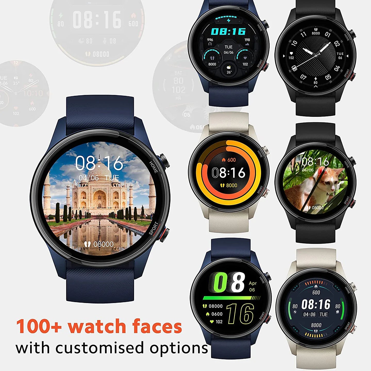 Revolve Active Smart Watch (GPS, 35.33mm) (Alexa Built-In, BHR4585IN, Black/Blue, Sport Band)